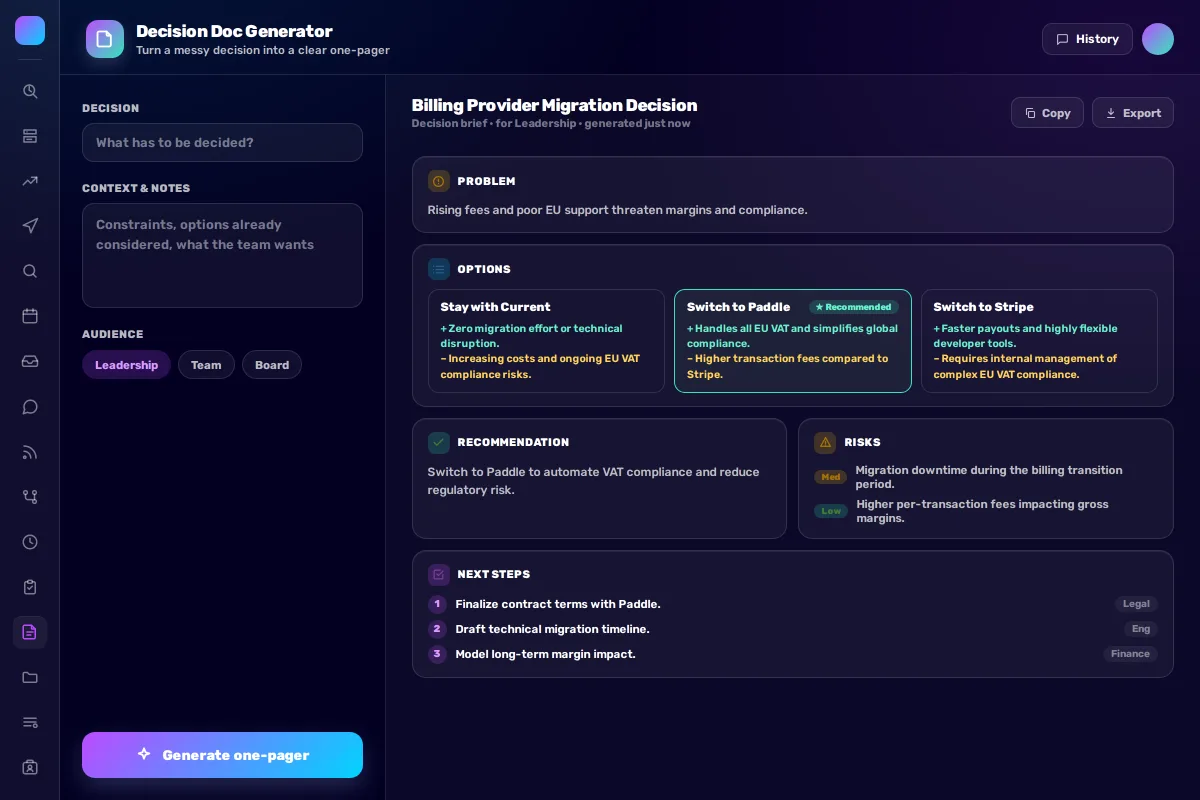 Decision Doc Generator